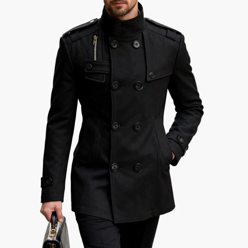 Heren dubbelrijige business mantel – Elegante winter peacoat voor kantoor & vrije tijd