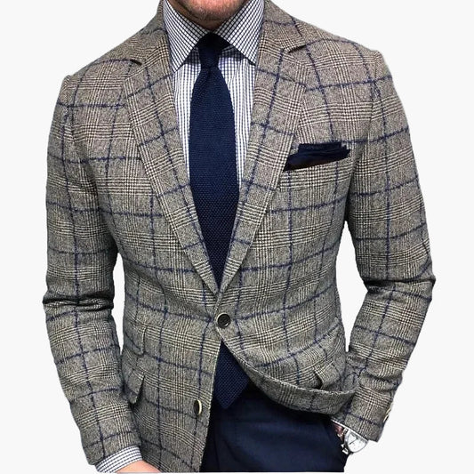 Heren geruite jas modern business slim fit – stijlvolle colbert voor kantoor en speciale gelegenheden