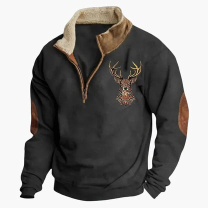 Herren Wild West Vintage Outdoor Pullover im Cowboy-Stil mit Stehkragen
