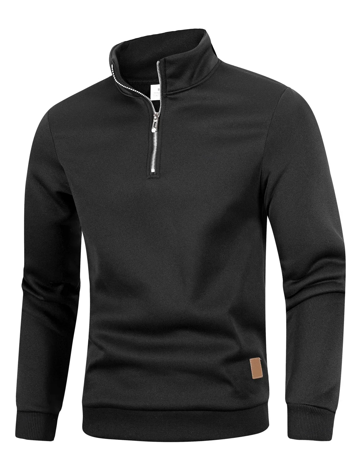 Felpa da uomo con mezza cerniera, collo alto, pullover a maniche lunghe