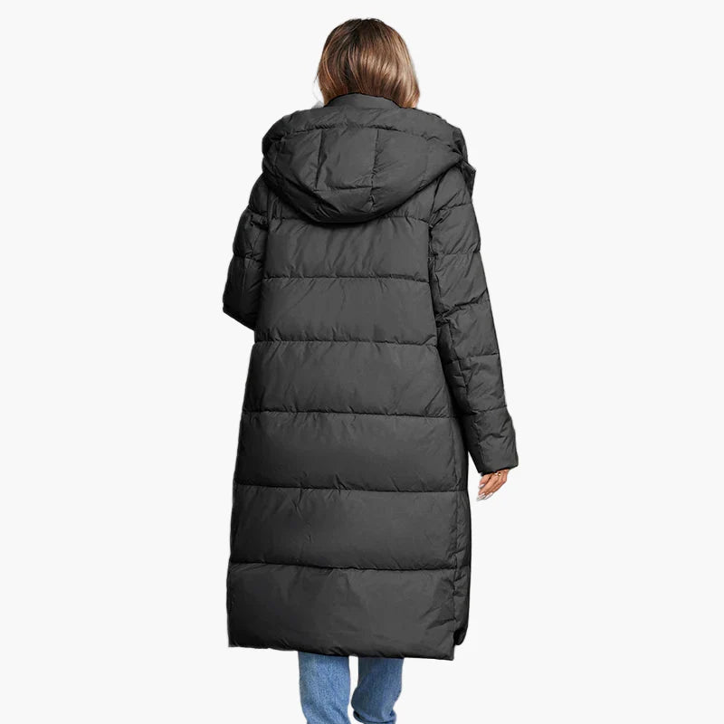 Cappotto invernale trapuntato da donna con cappuccio – Parka lungo e caldo per tutti i giorni e tempo libero