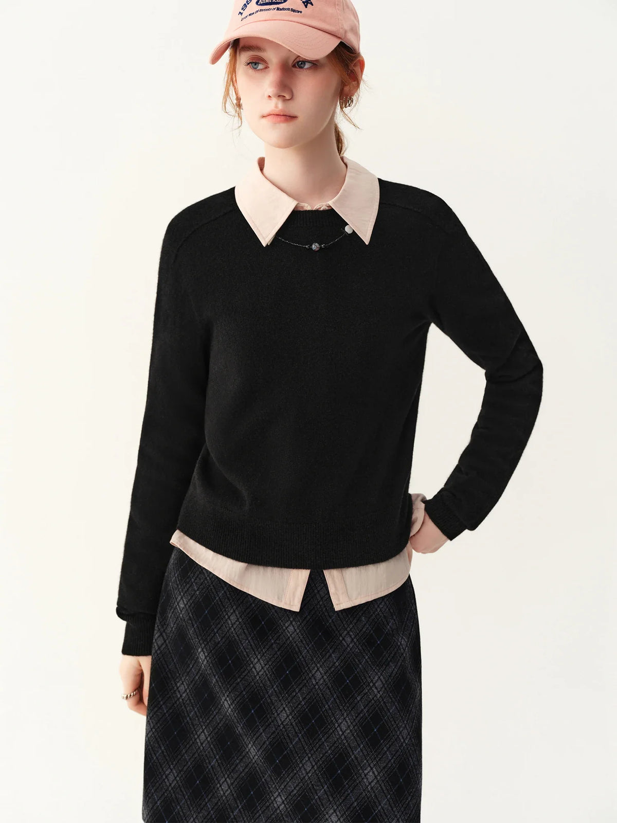 Damen Pullover Rundhals Langarm Strickpullover Rippbündchen