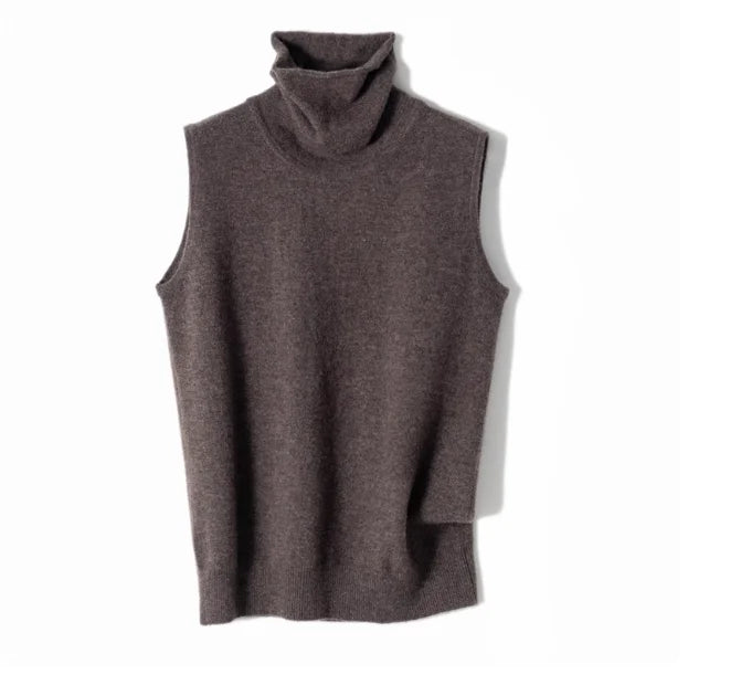 Ärmelloser Rollkragenpullover für Damen, weiches Material