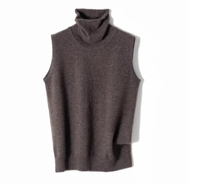 Ärmelloser Rollkragenpullover für Damen, weiches Material