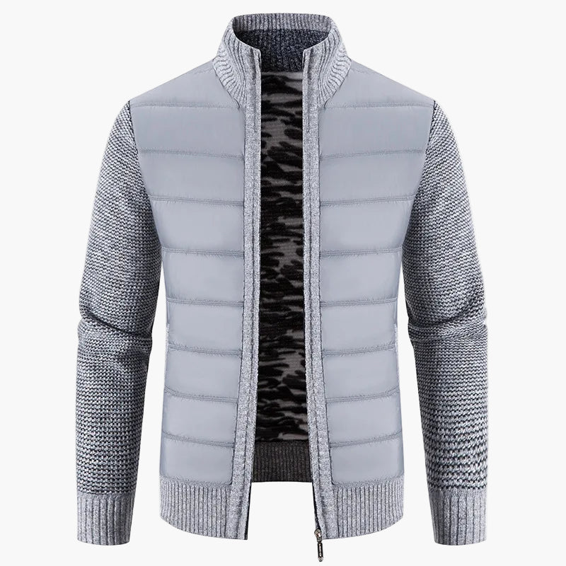 Herre quiltet jakke i urban casual look – Komfortabel fritids-zipper med strikkede ærmer