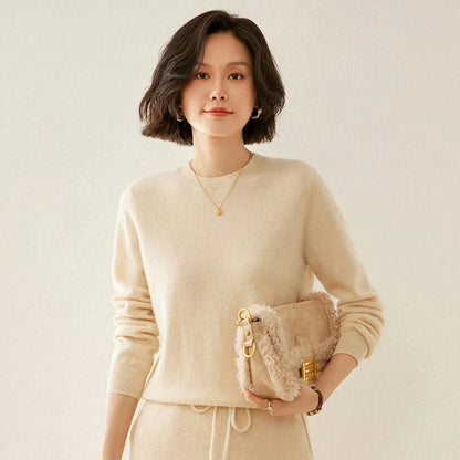 Damen Pullover Rundhals Langarm Strickpullover Weicher Stoff