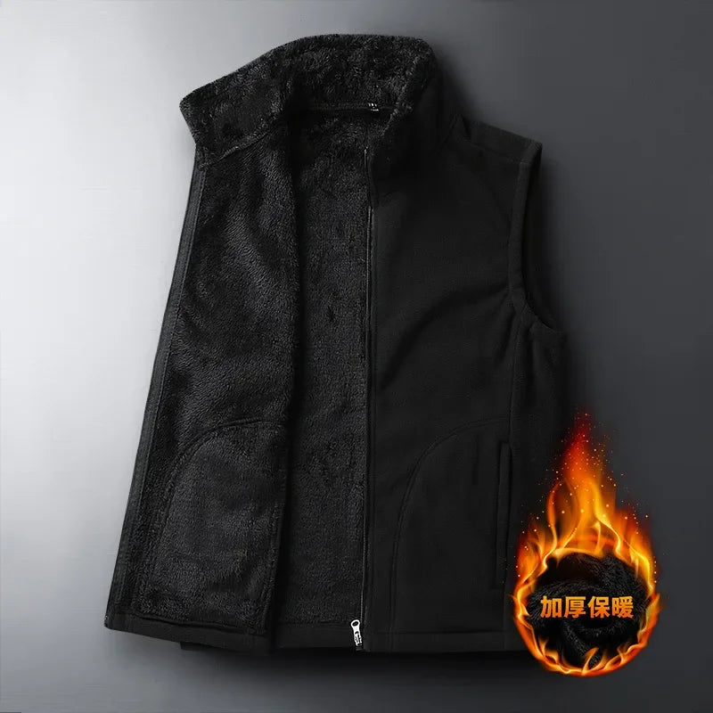 Unisex vinterfleecevest med ståkrage og fleecefôr