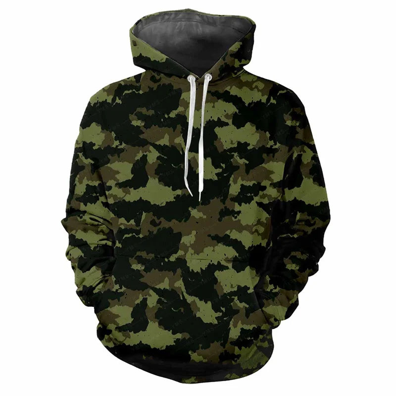 Hoodie Camouflage-Muster Kapuzenpullover mit Kängurutasche