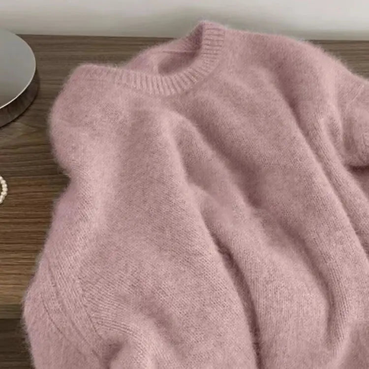 Pull douillet en maille pour femme, col rond, coupe ample