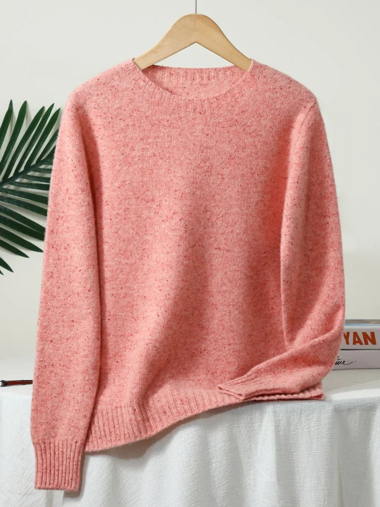 Maglione unisex a maniche lunghe con scollo rotondo e motivo mélange