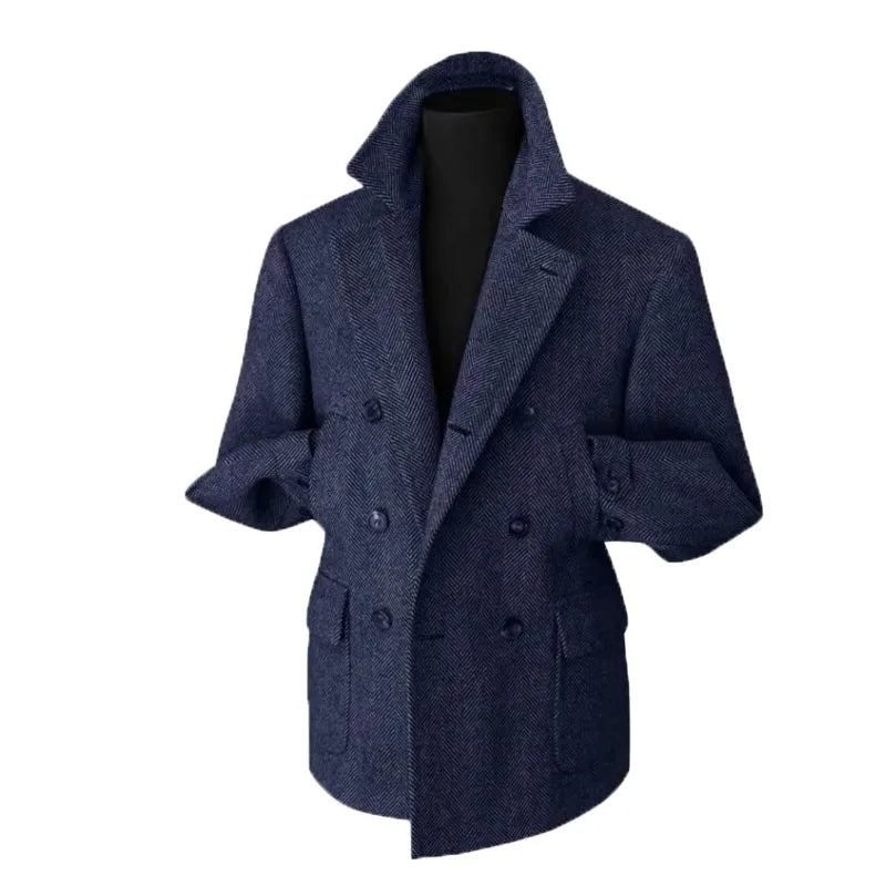 Herren Klassischer Doppelreihiger Blazer im Vintage-Stil – Eleganter Mantel für Business und Freizeit