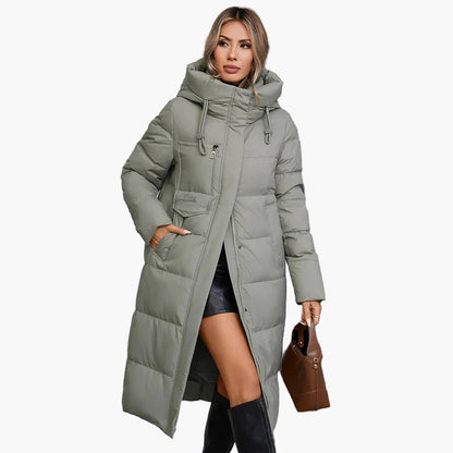 Cappotto invernale trapuntato da donna con cappuccio – Parka lungo e caldo per tutti i giorni e tempo libero