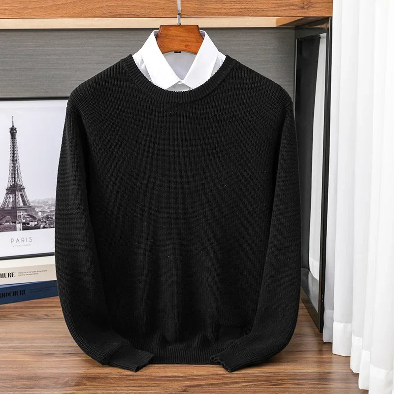 Pull homme à col rond en maille – sweat décontracté à manches longues, disponible en plusieurs couleurs