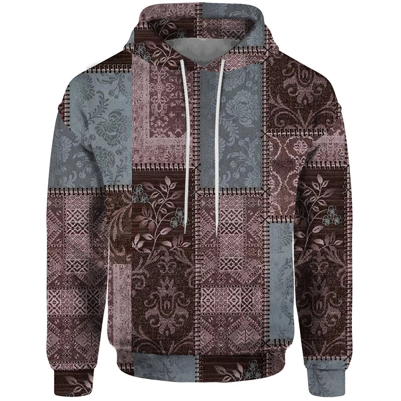 Sudadera con capucha y estampado de patchwork - Jersey estampado