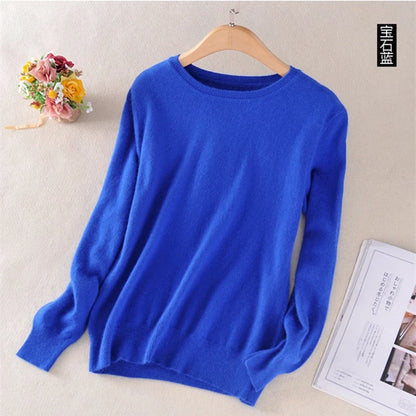Pullover basic da donna a girocollo, a maniche lunghe, in maglia