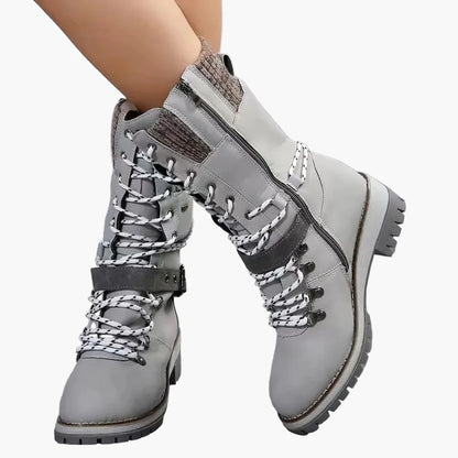 Dame outdoor vinterstøvler med snøring og lynlås – Moderigtige vandre- og fritidsboots
