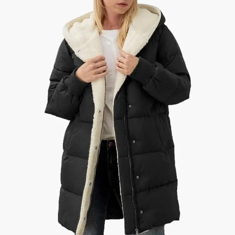 Cappotto trapuntato invernale da donna con cappuccio, giacca imbottita lunga, per tutti i giorni e tempo libero