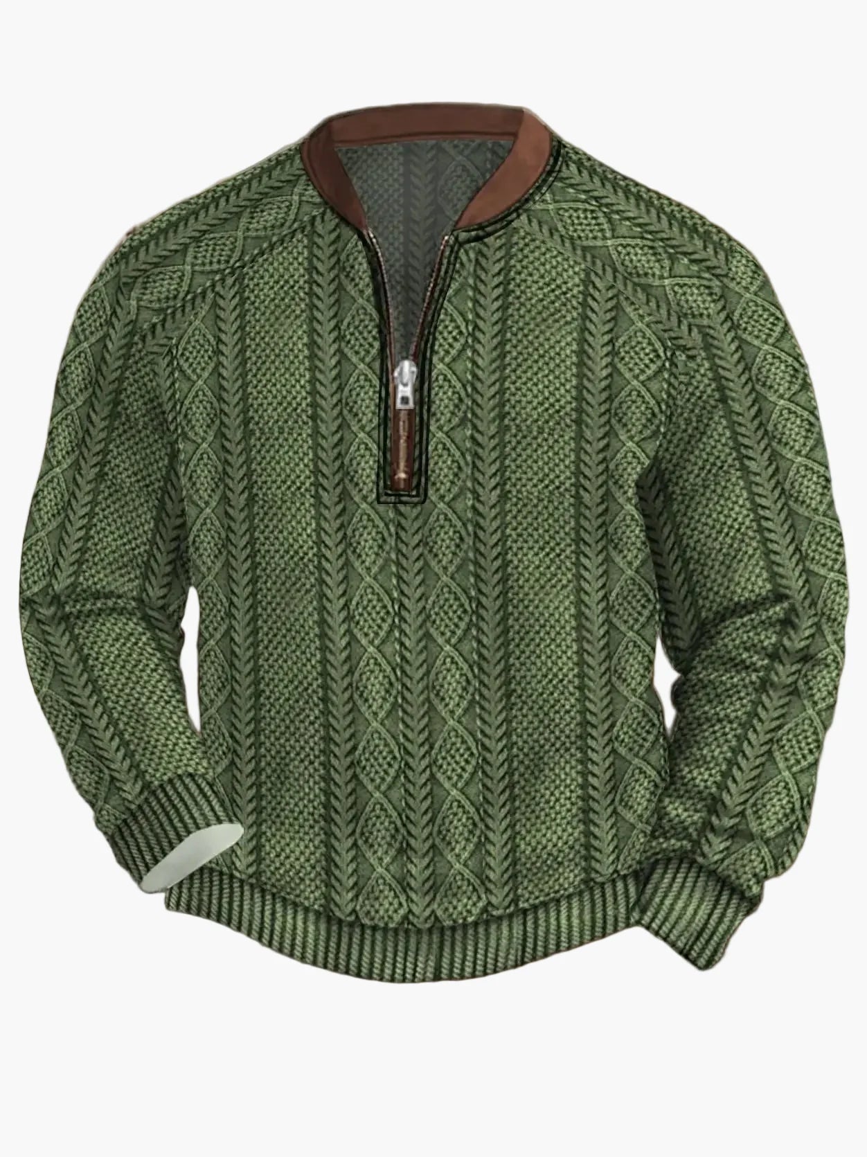 Pull homme style vintage avec demi-fermeture éclair – Pull décontracté élégant pour quotidien et extérieur