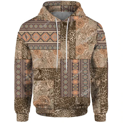 Sudadera con capucha y estampado de patchwork - Jersey estampado