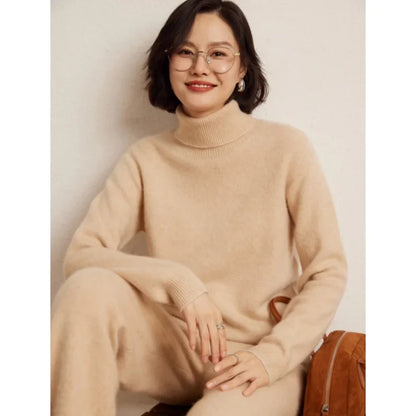 Maglione dolcevita da donna con maniche lunghe in materiale morbido