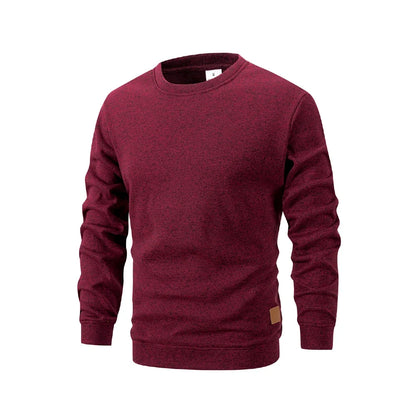 Pull homme à col rond, effet chiné, sweat-shirt à manches longues