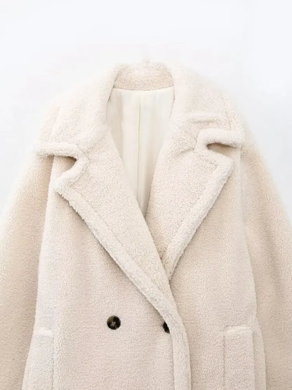 Cappotto Teddy elegante da donna con chiusura a doppio petto – Cappotto invernale raffinato per tutti i giorni e tempo libero