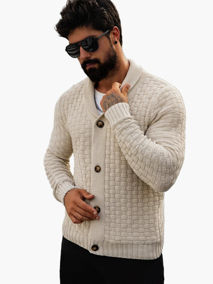 Męski kardigan dzianinowy w nowoczesnym stylu casual – otwarty sweter na co dzień dla mężczyzn ceniących styl