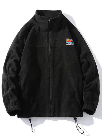 Unisex Fleecejacke mit Stehkragen und Reißverschluss