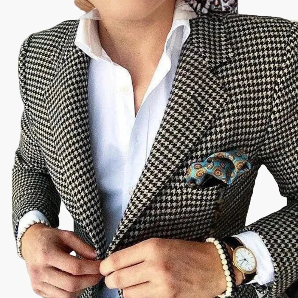 Herren Hahnentritt Sakko – Eleganter Business & Freizeit Blazer im Vintage-Stil