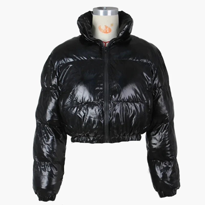 Chaqueta puffer corta para mujer estilo streetstyle moda de invierno – Look brillante para el día a día y eventos