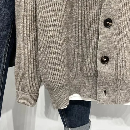 Herre strikke-cardigan i casual stil – Moteriktig fritidsstil med knappelukking