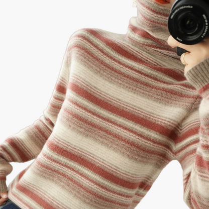 Dolcevita da donna con motivo a righe retrò – Maglione comodo per tutti i giorni e tempo libero