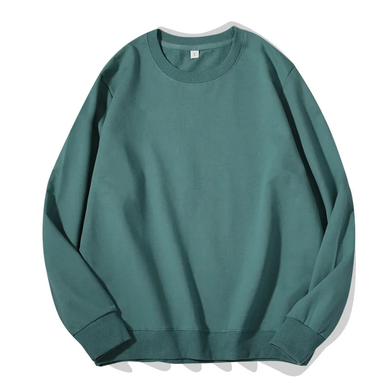 Sudadera unisex de manga larga con cuello redondo, colores lisos