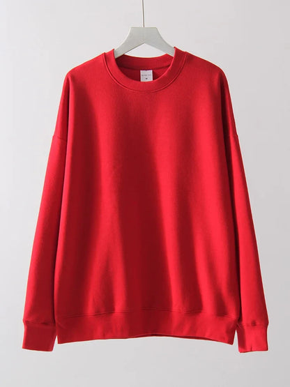 Felpa unisex oversize a maniche lunghe con scollo rotondo, tinta unita