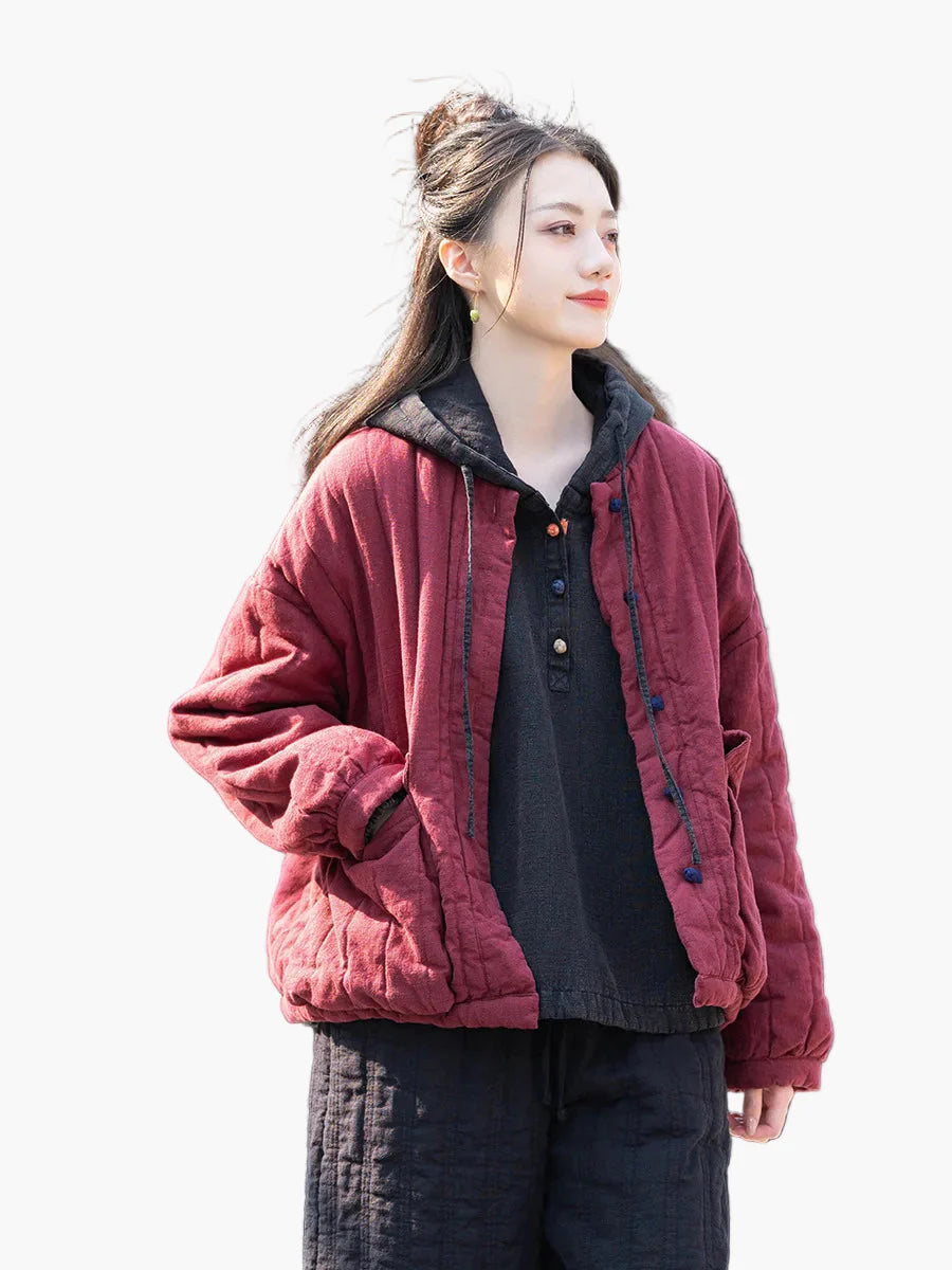 Damen Vintage Kurzjacke – Lockerer Stil, Freizeit Herbst/Winter Jacke