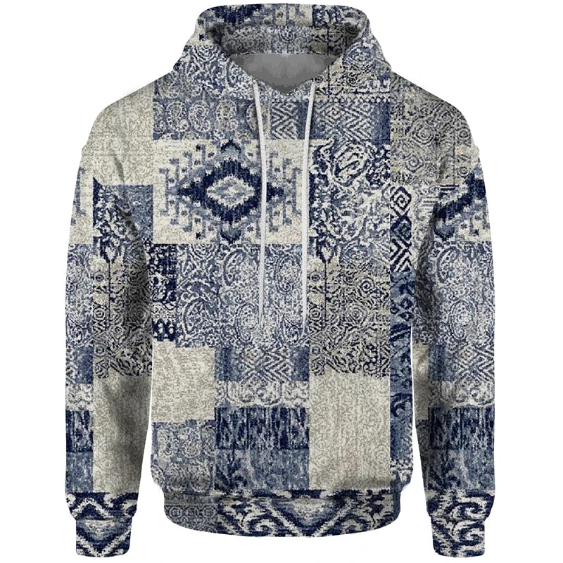 Sudadera con capucha y estampado de patchwork - Jersey estampado