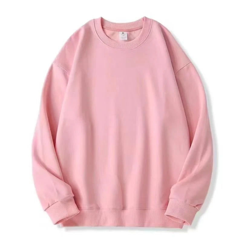 Pullover felpa unisex basic a maniche lunghe e girocollo, multicolore