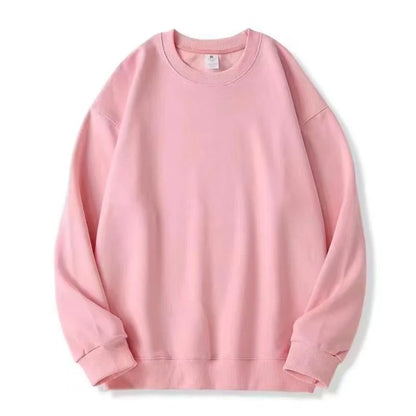 Pullover felpa unisex basic a maniche lunghe e girocollo, multicolore
