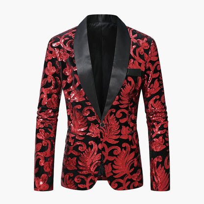 Herre Luksus Smoking Blazer med glimmer og moderne blomsterprint – Perfekt til fest og festlige lejligheder
