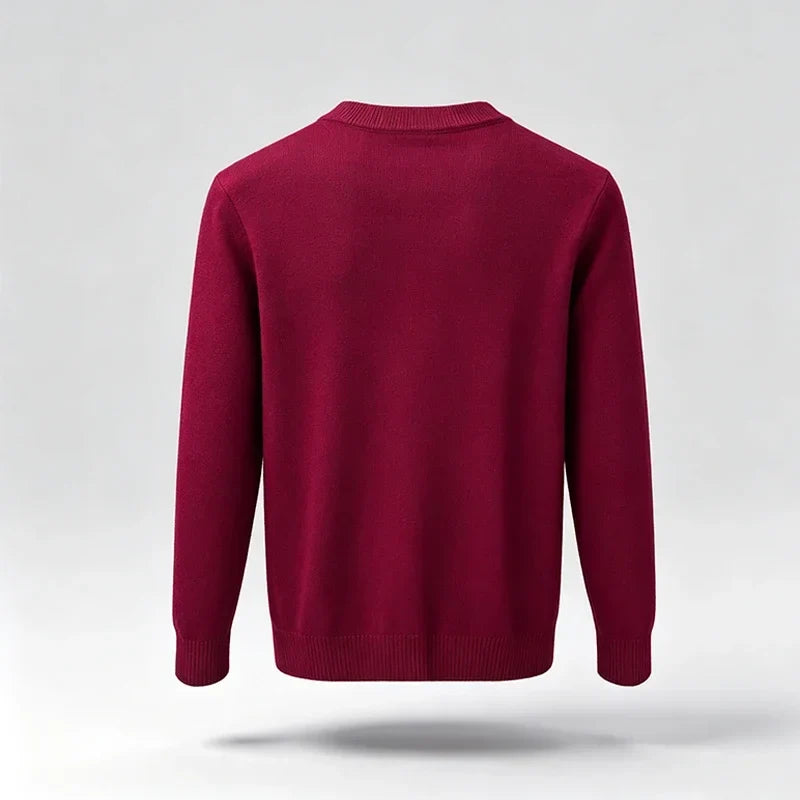 Pullover unisex a maniche lunghe, girocollo, in maglia fine con polsini a coste