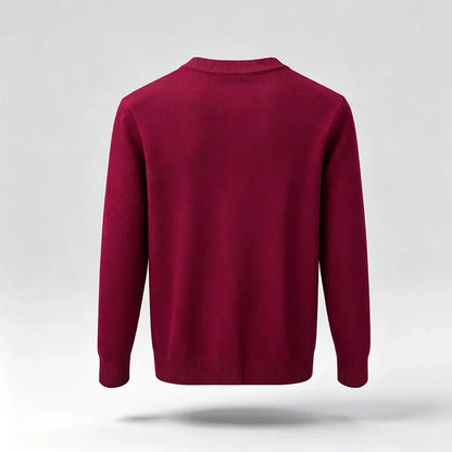 Pullover unisex a maniche lunghe, girocollo, in maglia fine con polsini a coste