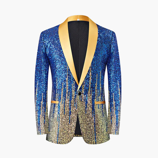 Heren Party Blazer – Glinsterende Showjas met Sjaalkraag, Ideaal voor Podium & Evenementen