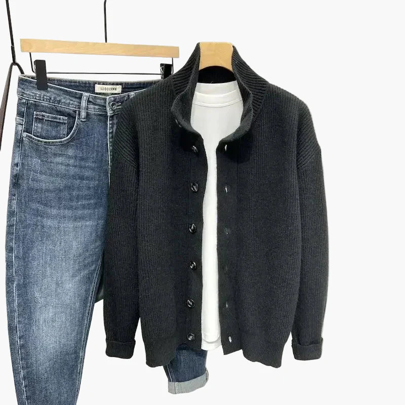 Herre strikke-cardigan i casual stil – Moteriktig fritidsstil med knappelukking
