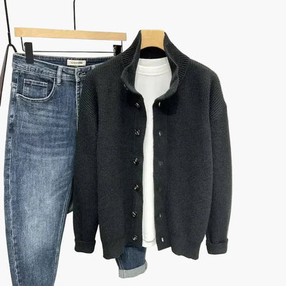 Herre strikke-cardigan i casual stil – Moteriktig fritidsstil med knappelukking