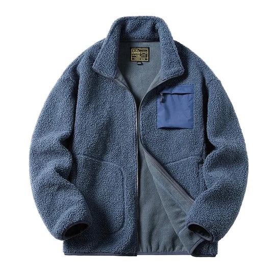Heren fleecejack modern unisex vrijetijd outdoor met borstzak