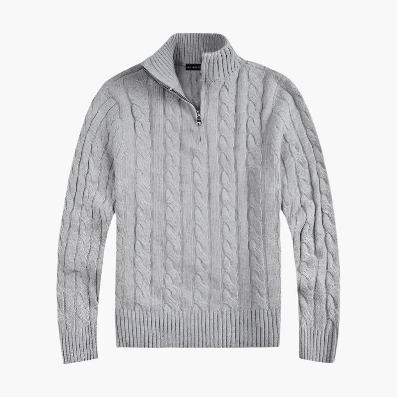 Męski dzianinowy sweter w stylu Old Money z półzamkiem – elegancki sweter na wolny czas