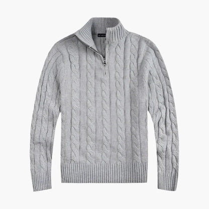 Męski dzianinowy sweter w stylu Old Money z półzamkiem – elegancki sweter na wolny czas
