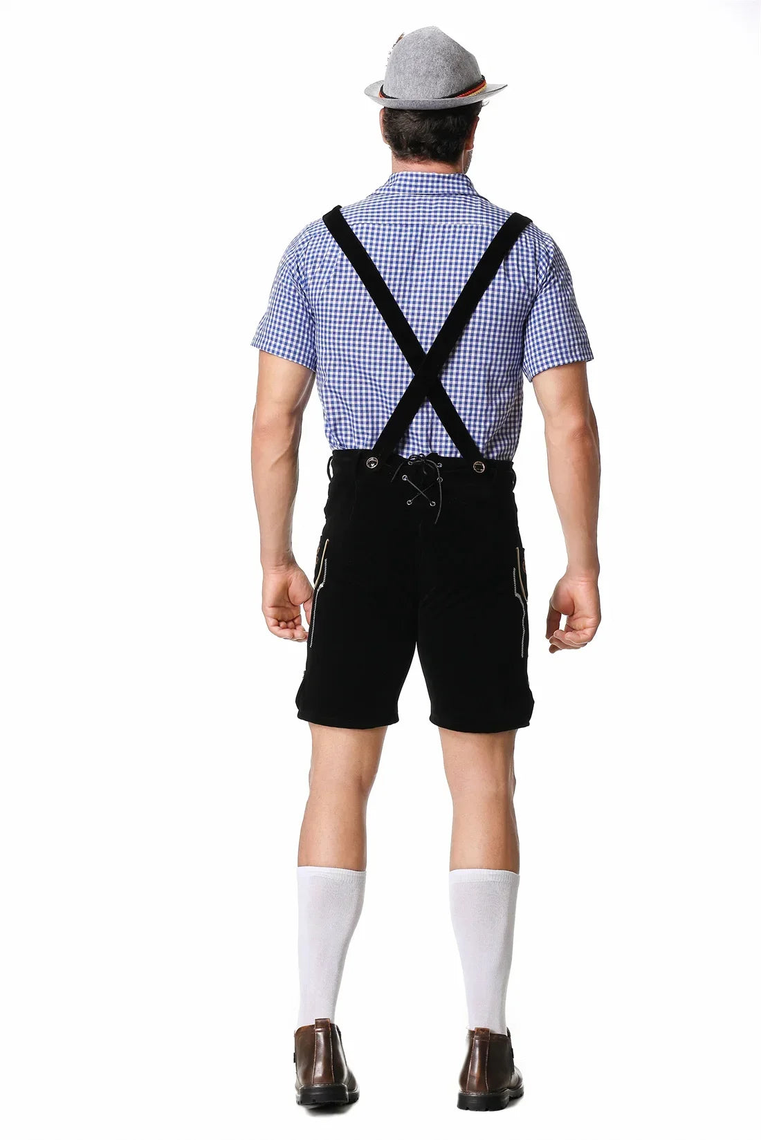 Herren Lederhosen Set Karohemd Hut Trachten Set Oktoberfest