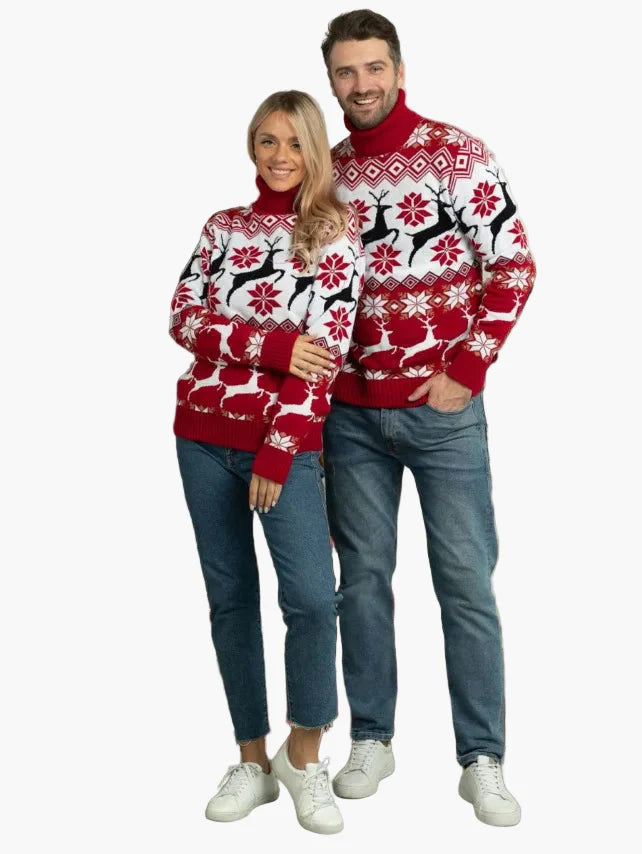 Damen Weihnachtspullover mit Rentier- und Sternenmuster – Festlicher Winterpullover für Freizeit & Feiern