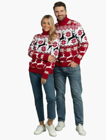 Damen Weihnachtspullover mit Rentier- und Sternenmuster – Festlicher Winterpullover für Freizeit & Feiern